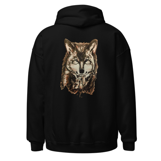Wolf & Husky dark art hoodie by SoulSketcher Threads - unisex black gothic? alternative streetwear hoodie, back body fill mockup view