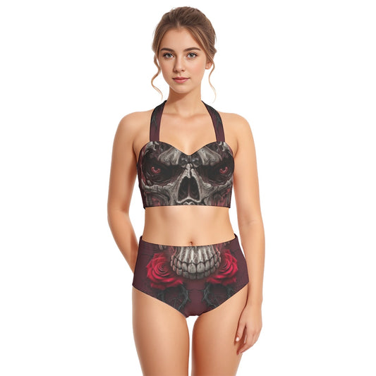 Morbid Elegance - Skull & Roses Bikini Set