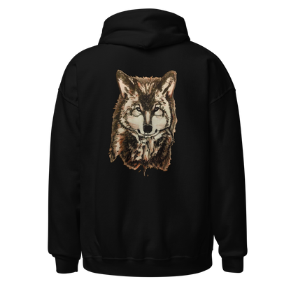 Wolf & Husky dark art hoodie by SoulSketcher Threads - unisex black gothic? alternative streetwear hoodie, back body fill mockup view