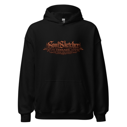 Wolf & Husky dark art hoodie by SoulSketcher Threads - unisex black gothic streetwear hoodie, front body fill mockup view
