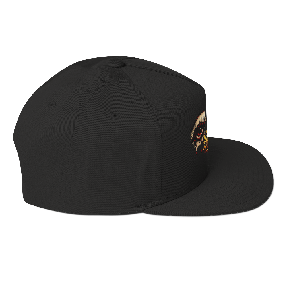 Bleeding Eye flat bill hat right side view - gothic dark art snapback, EMO alt fashion hat