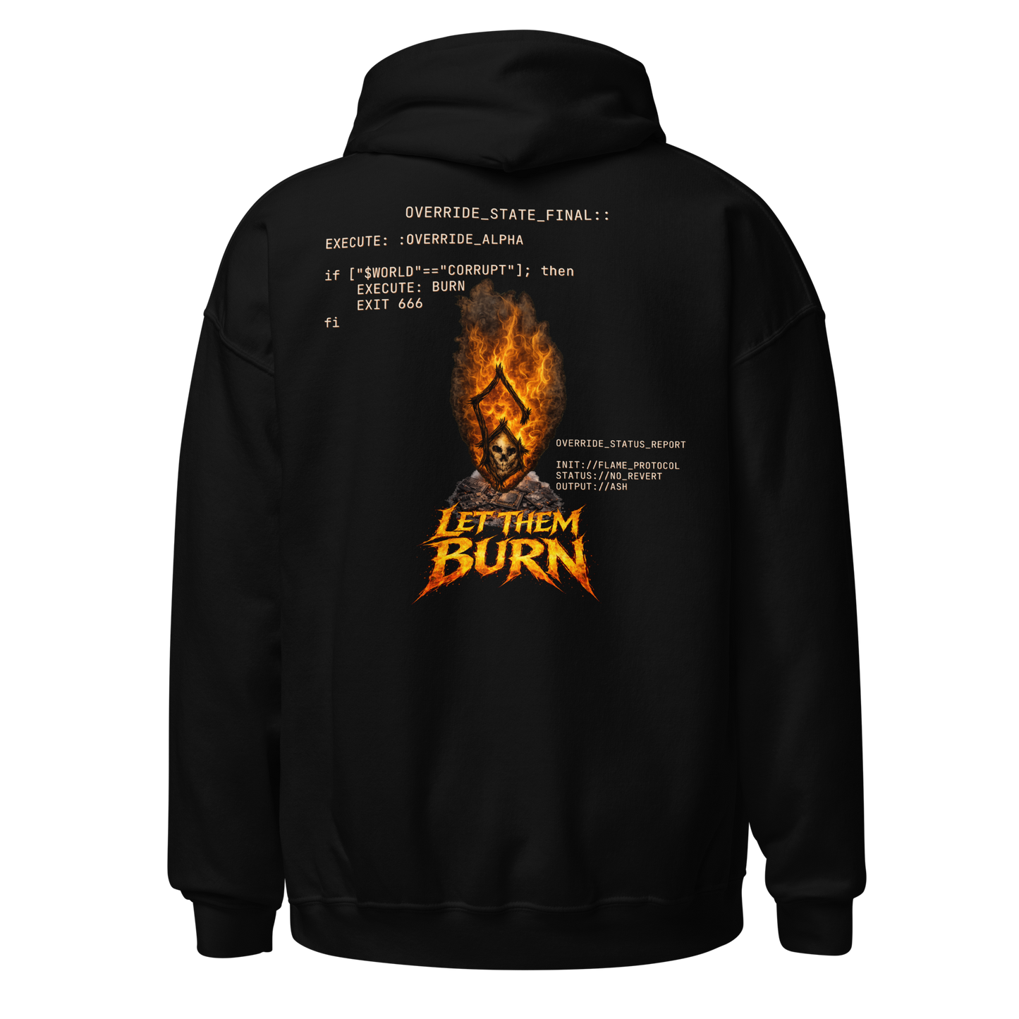 Hacktivist System Override hoodie black 3D back - cyber infosec dark alt streetwear