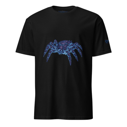 MalWear Coder's Spider mascot tee black front - cyber goth hacker streetwear t-shirt 3D mock-up