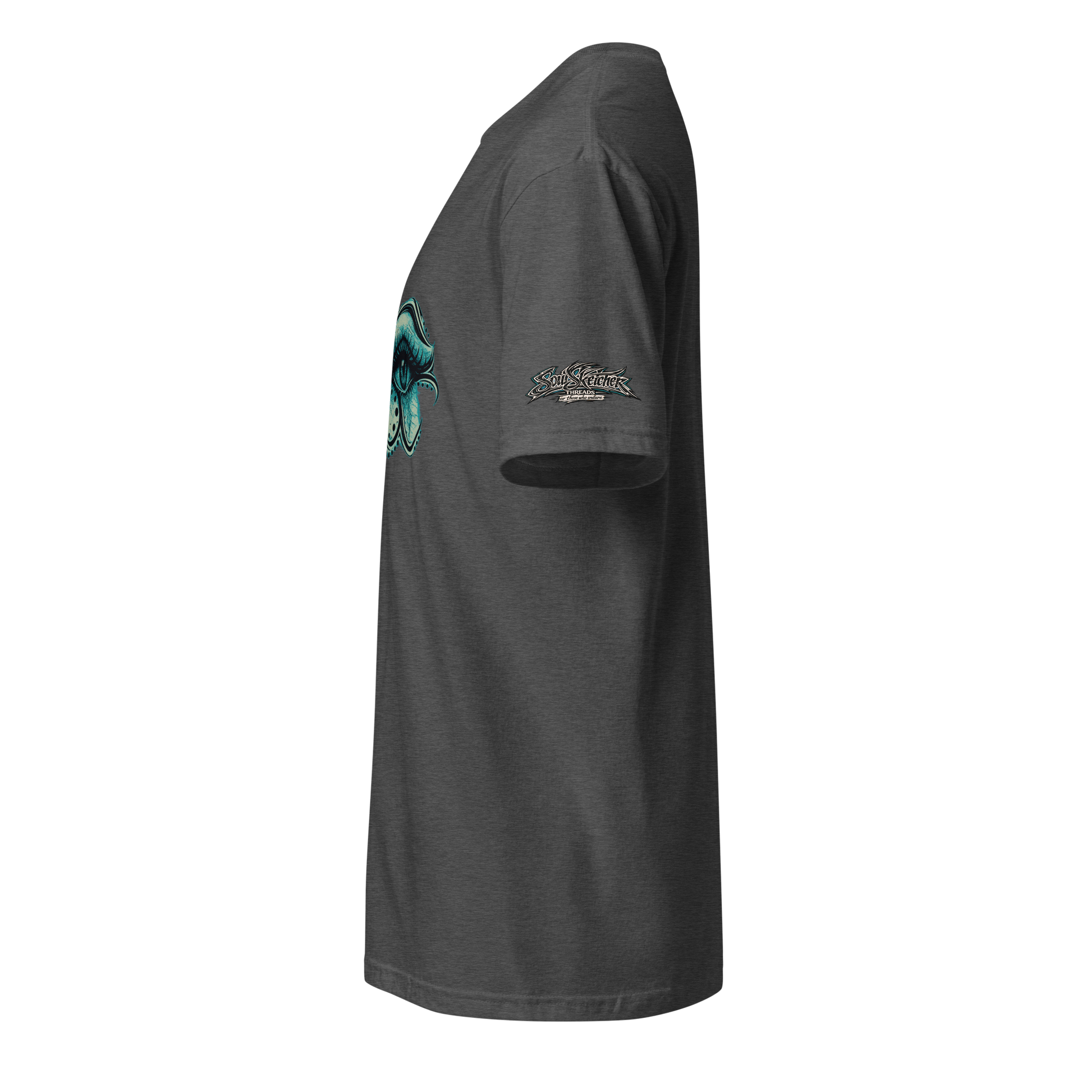 Nature's Eye tee heather grey left side - dark aesthetic gothic shirt, leaf demon streetwear